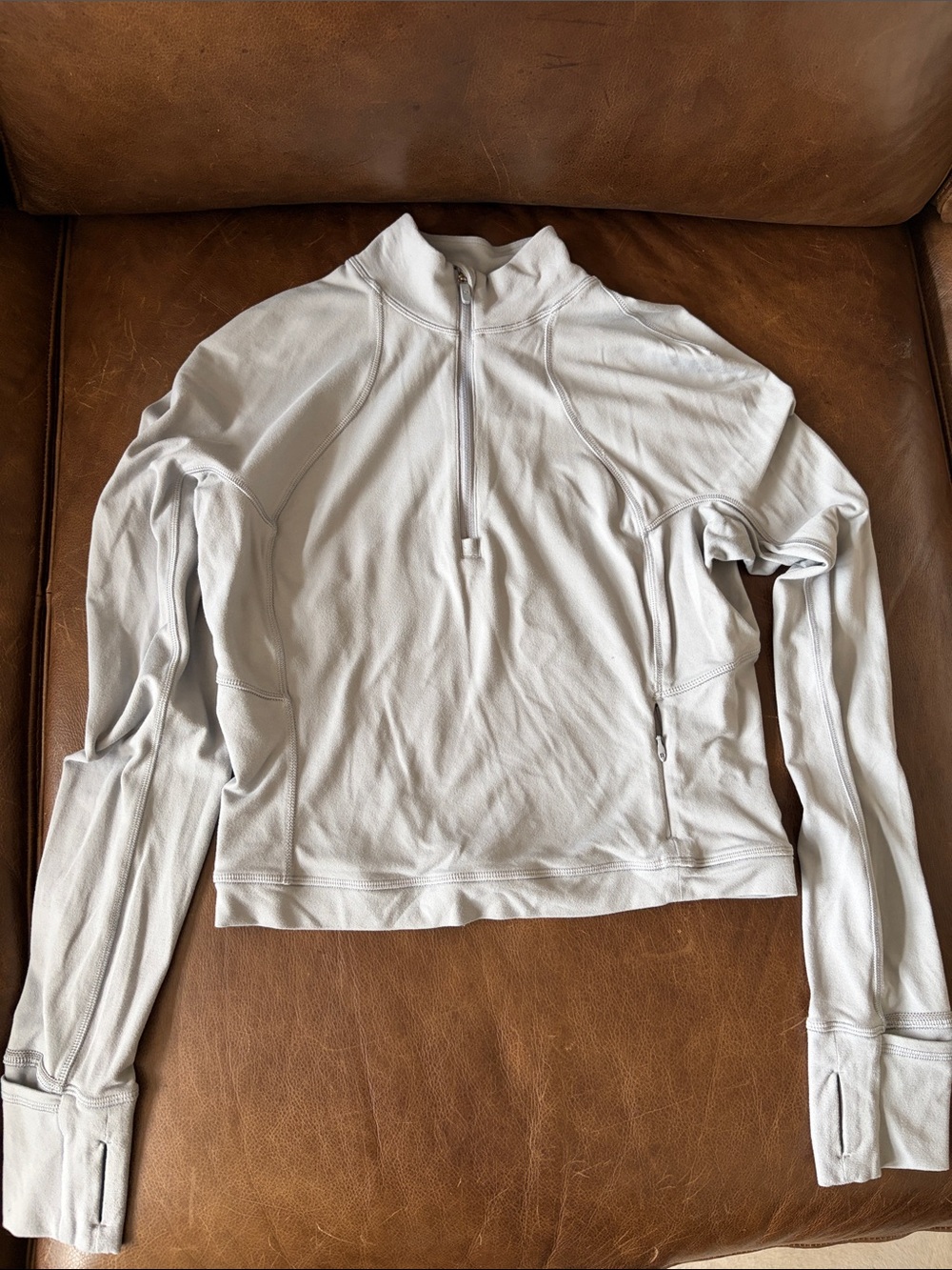 Lululemon Light Gray Quarter-Zip Performance Sweater